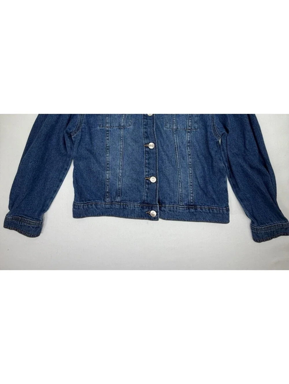 Wonder Nation Girl's Jacket Denim Pocket Collared Solid Button Size L Blue NWOT